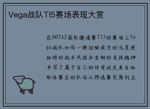 Vega战队TI5赛场表现大赏